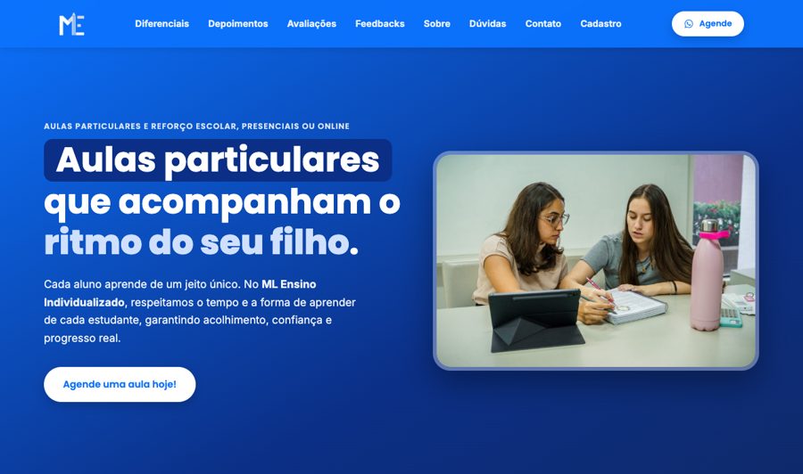 Site do ML Ensino Individualizado
